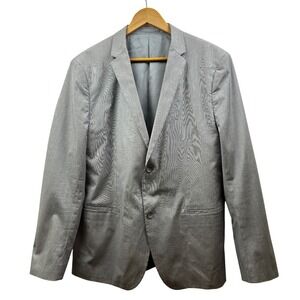 Theory Blazer Men 44R Unstructured Gray Micro-Striped Cotton Cupro‎ Lined Modern